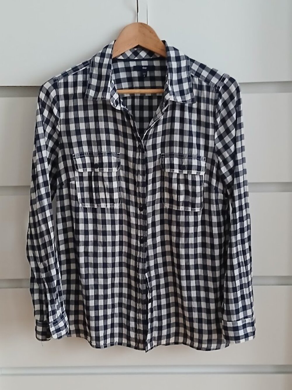 GAP 100% Cotton Blue Plaid Button-Down Shirt - S